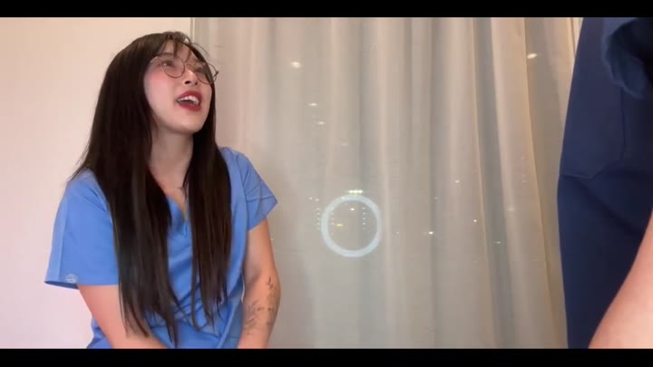 Elle Lee, a beautiful Korean female doctor intern (full body) gets tricked by a young doctor and looks so touching, so satisfying even when getting fucked is still very cute